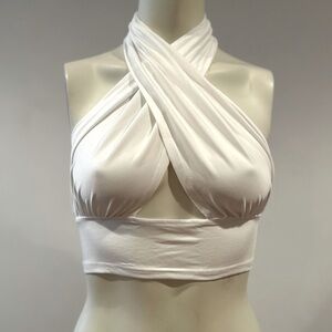 Super sexy white backless crop shirt